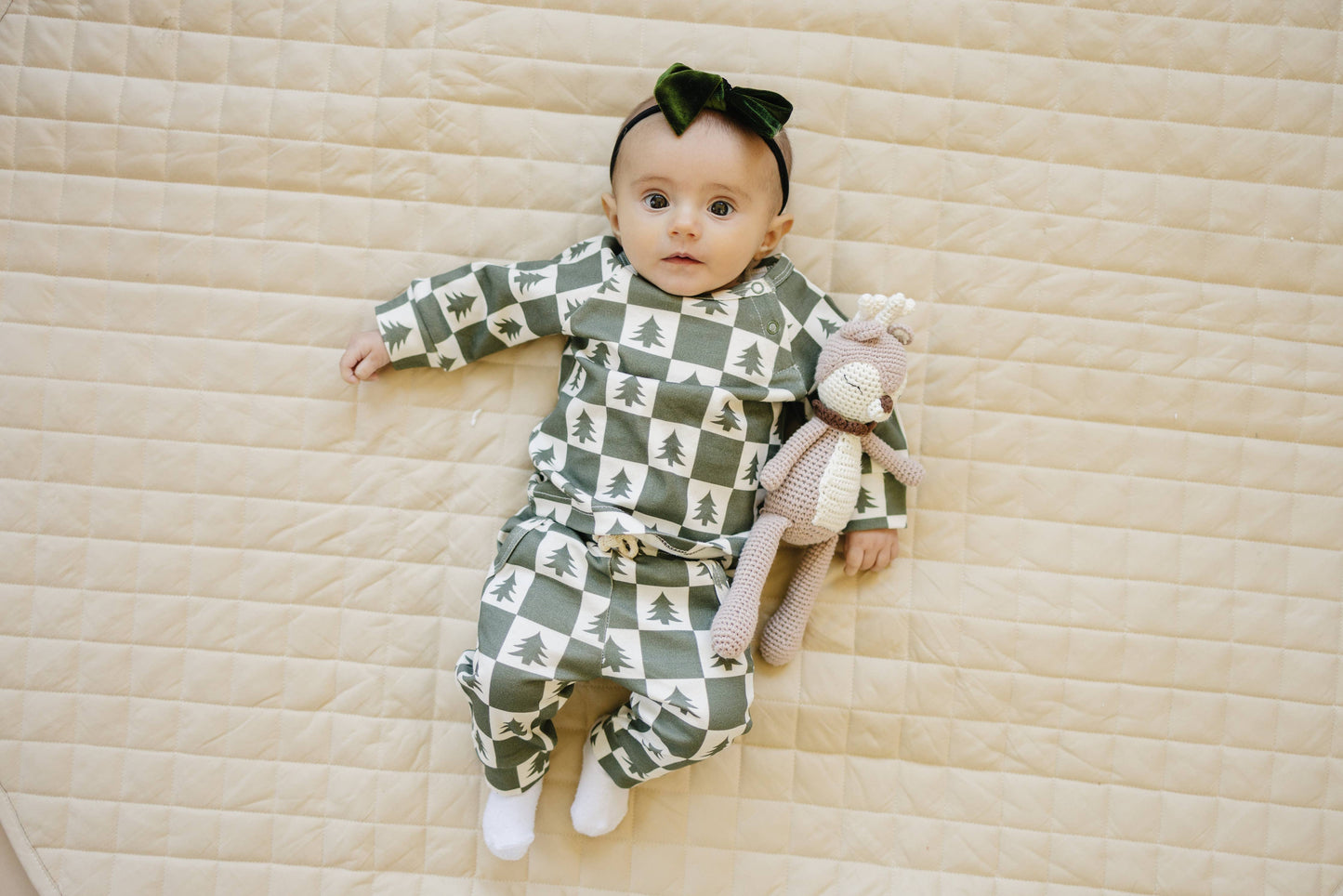 Checkered Christmas Trees Organic Cotton Set Kids Clothes