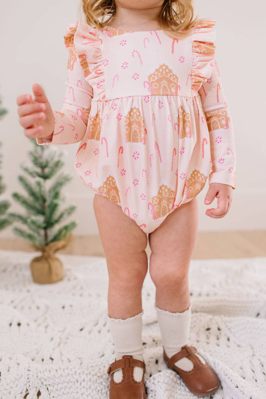 Leah Romper in Gingerbread | Baby Bubble | Christmas