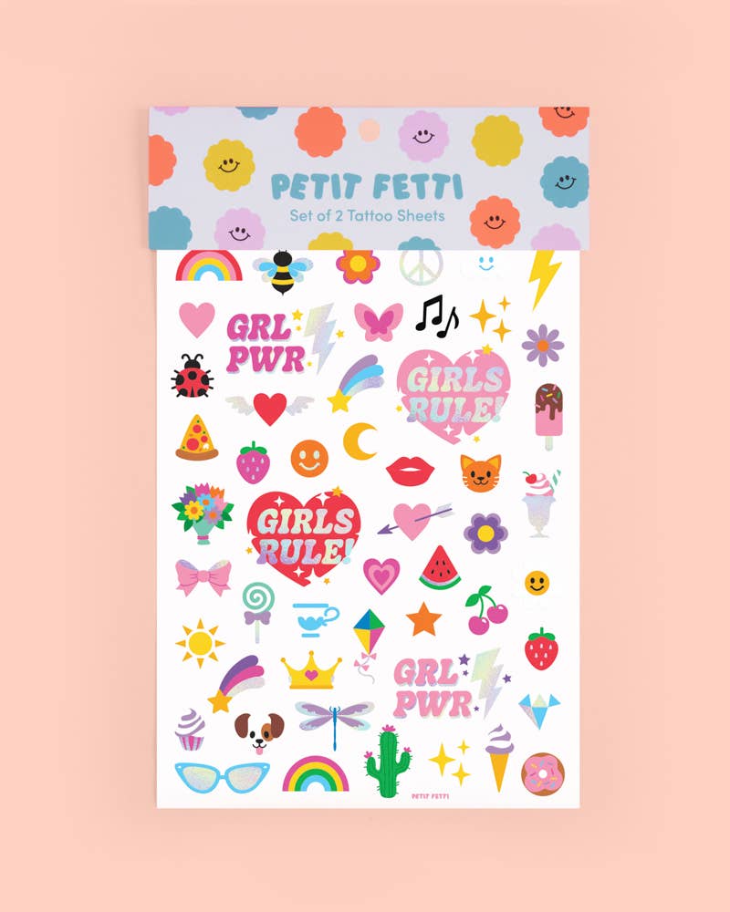 Girl Foil Kids Temporary Tattoos, Party Activity, Favors