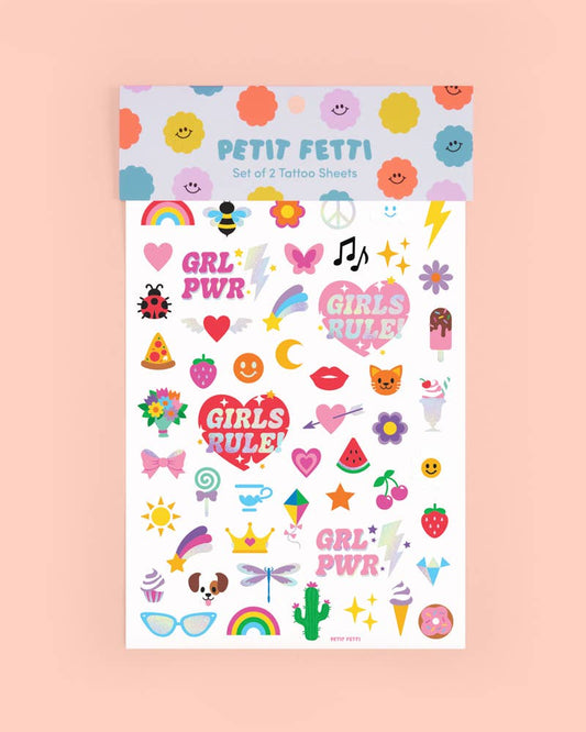 Girl Foil Kids Temporary Tattoos, Party Activity, Favors