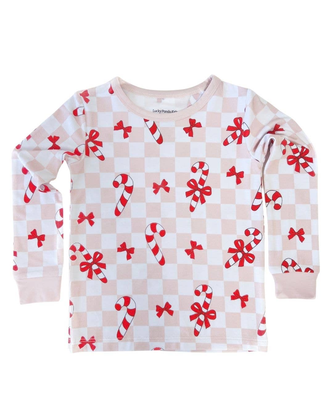 Christmas Bamboo Kids Two Piece Set | Bows & Candy Cane