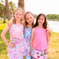 Simply Soft Strappy Smocked Long Jumpsuit - Lavender Aqua Tie Dye
