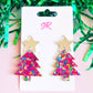 Hot Pink Confetti Acrylic Christmas Tree with Silver Star
