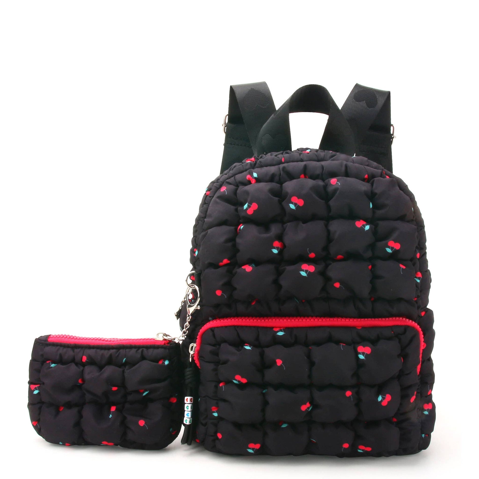 cherry mini backpack Quilted Scrunchies Cherry Printed Mini Backpack with Coin Purse