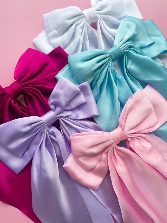 Silky Oversized Ribbon Hair Bow Barrette