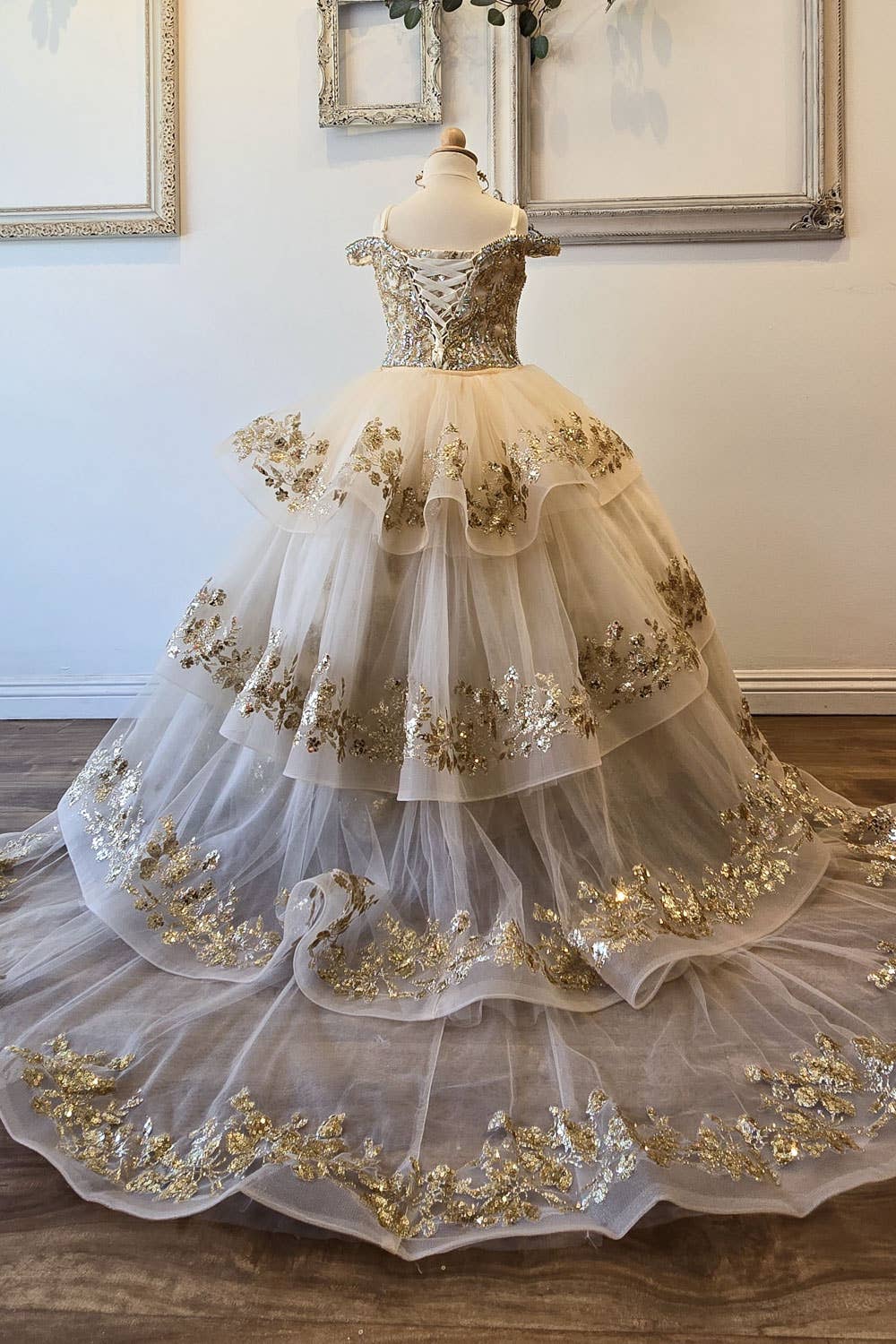 Detachable Train With Stones and Gems Mini Quince Dress