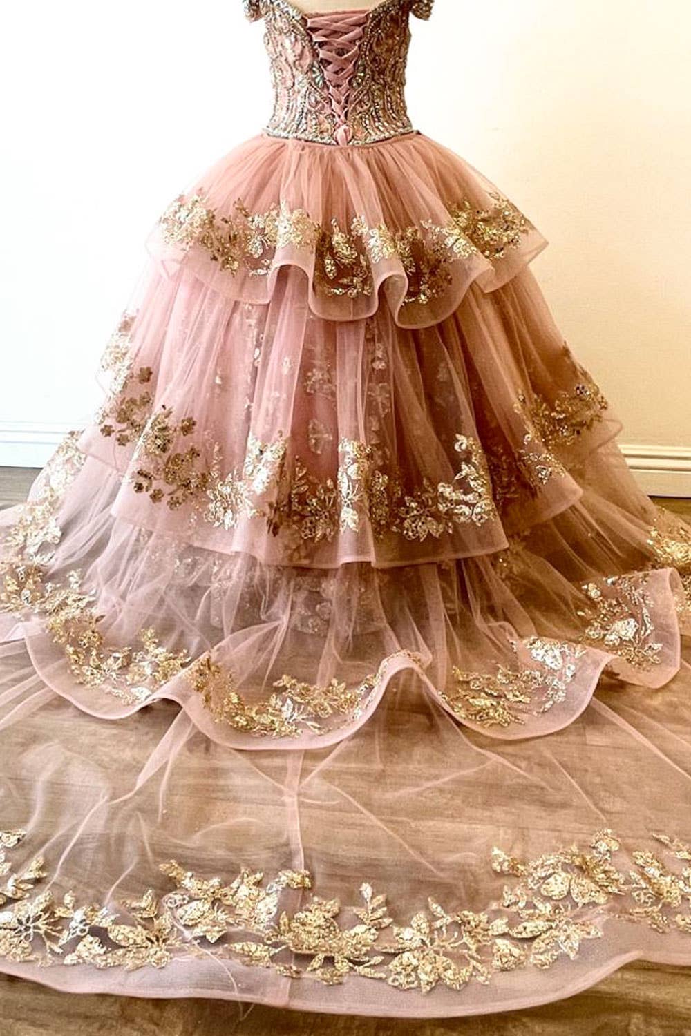 Detachable Train With Stones and Gems Mini Quince Dress
