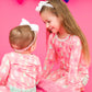 Toddler Girls Merry Pink Pines Bamboo Viscose Ruffle Long Sleeve Pajama Set