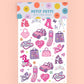 Pink Girl Party Foil Kids Temporary Tattoos, Activity, Favor