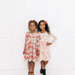 Holiday Floral Girls Twirl Dress, Christmas dresses for little girls, toddler girls clothing, red and green holiday