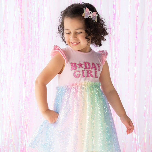 Pastel Rainbow Bow #3 Clip - Kids Birthday Hair Clip