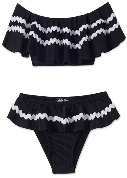 Black Bikini with White Ric Rac