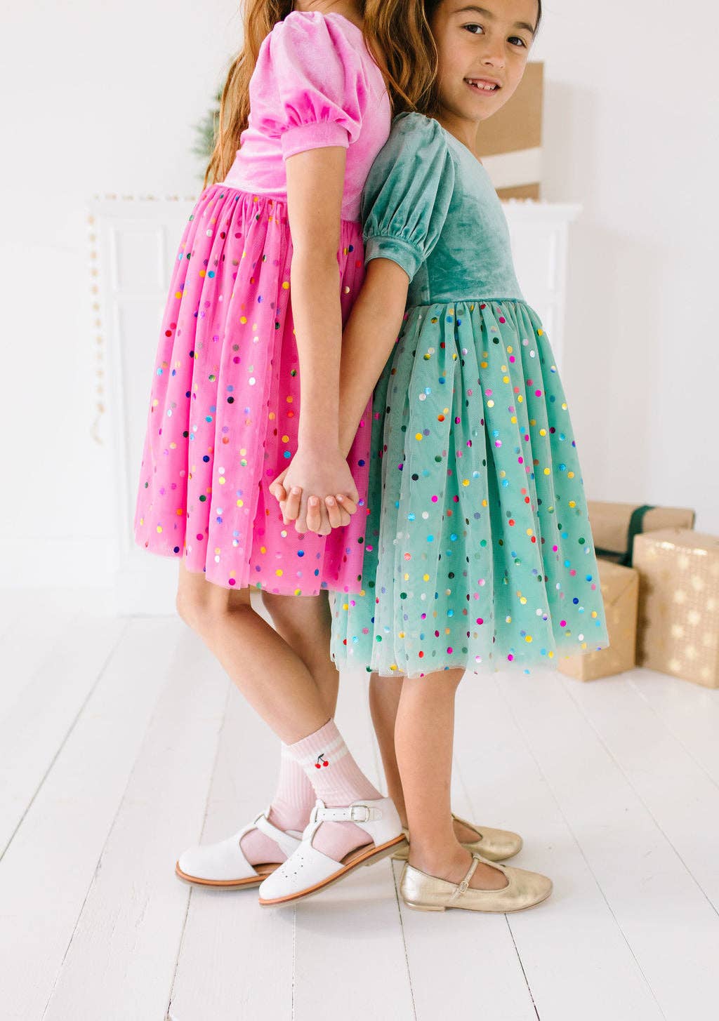 Diana Puff Dress in Bubblegum Confetti | Girls Luxury Dress