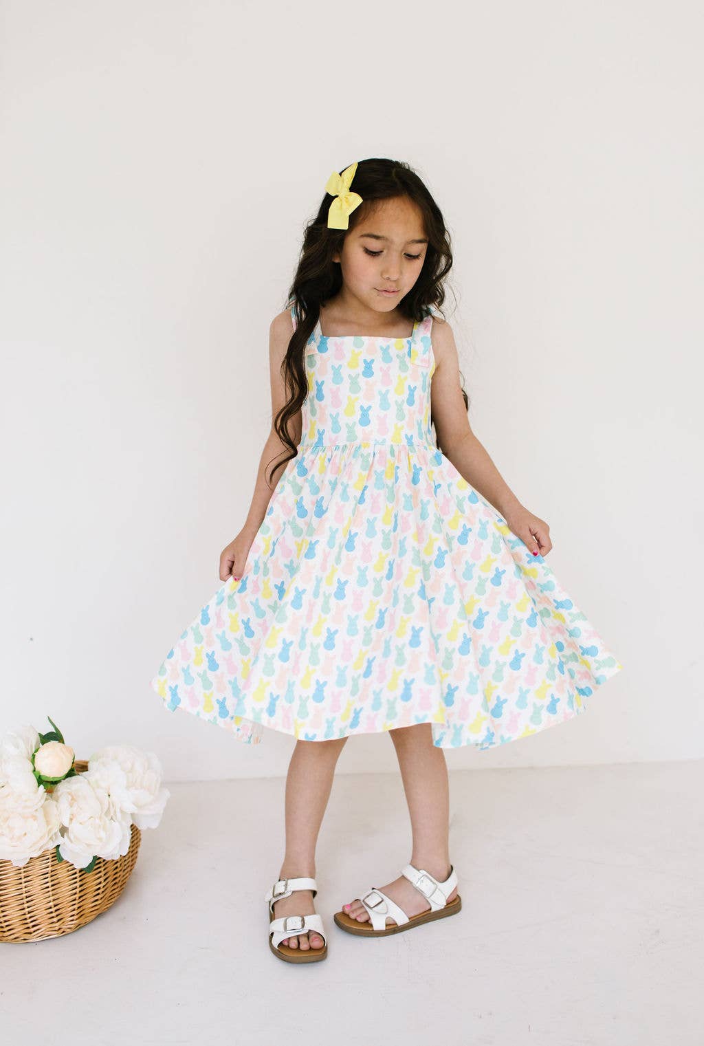 Valerie Twirl Dress in Marshmallow Bunny