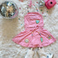 Pink beaded two piece skort set