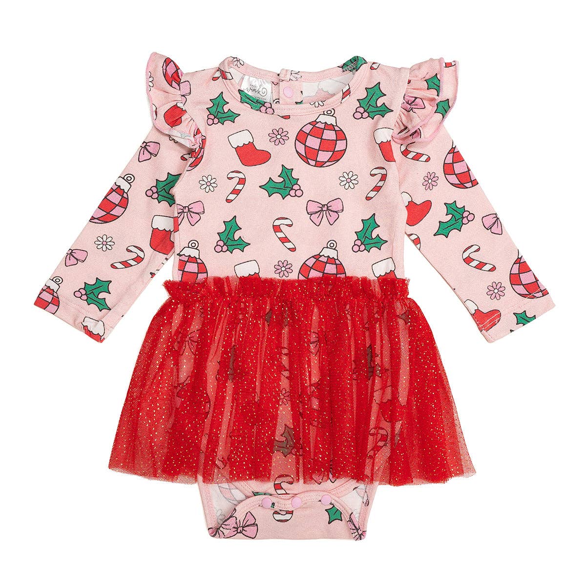 Disco Christmas Long Sleeve Tutu Bodysuit Baby Holiday