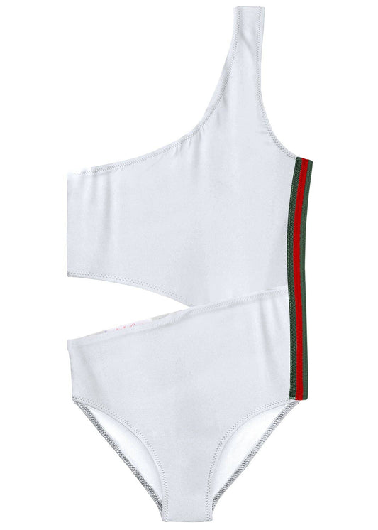 White Side Cut with Green/Red Stripe