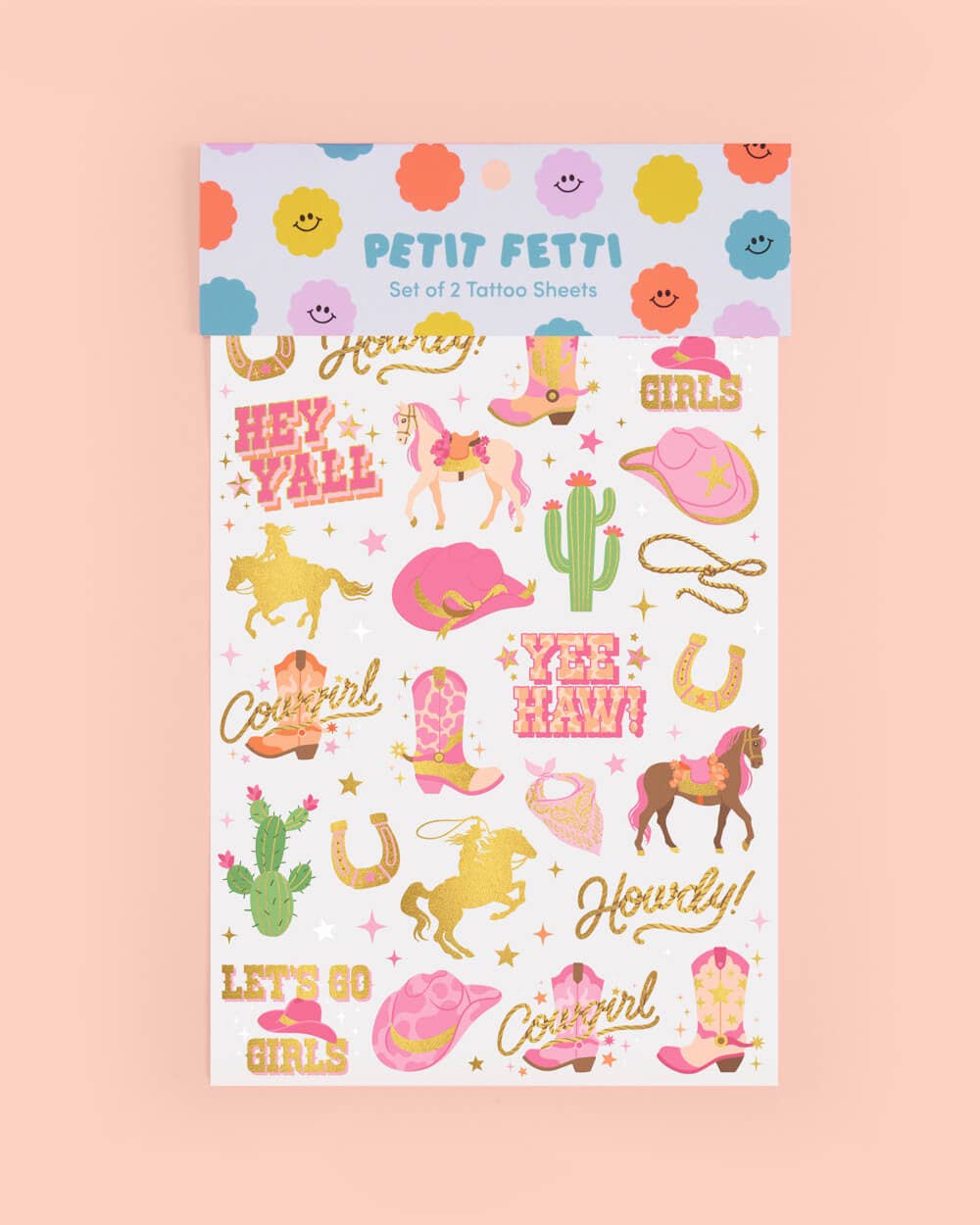 Cowgirl Foil Kids Temporary Tattoos, Bday Party, Activity,