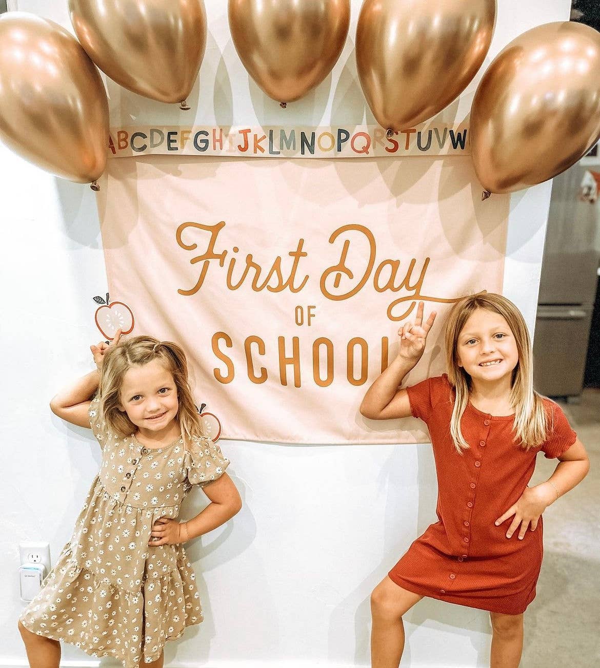 {Pink & Gold} First Day of School Banner
