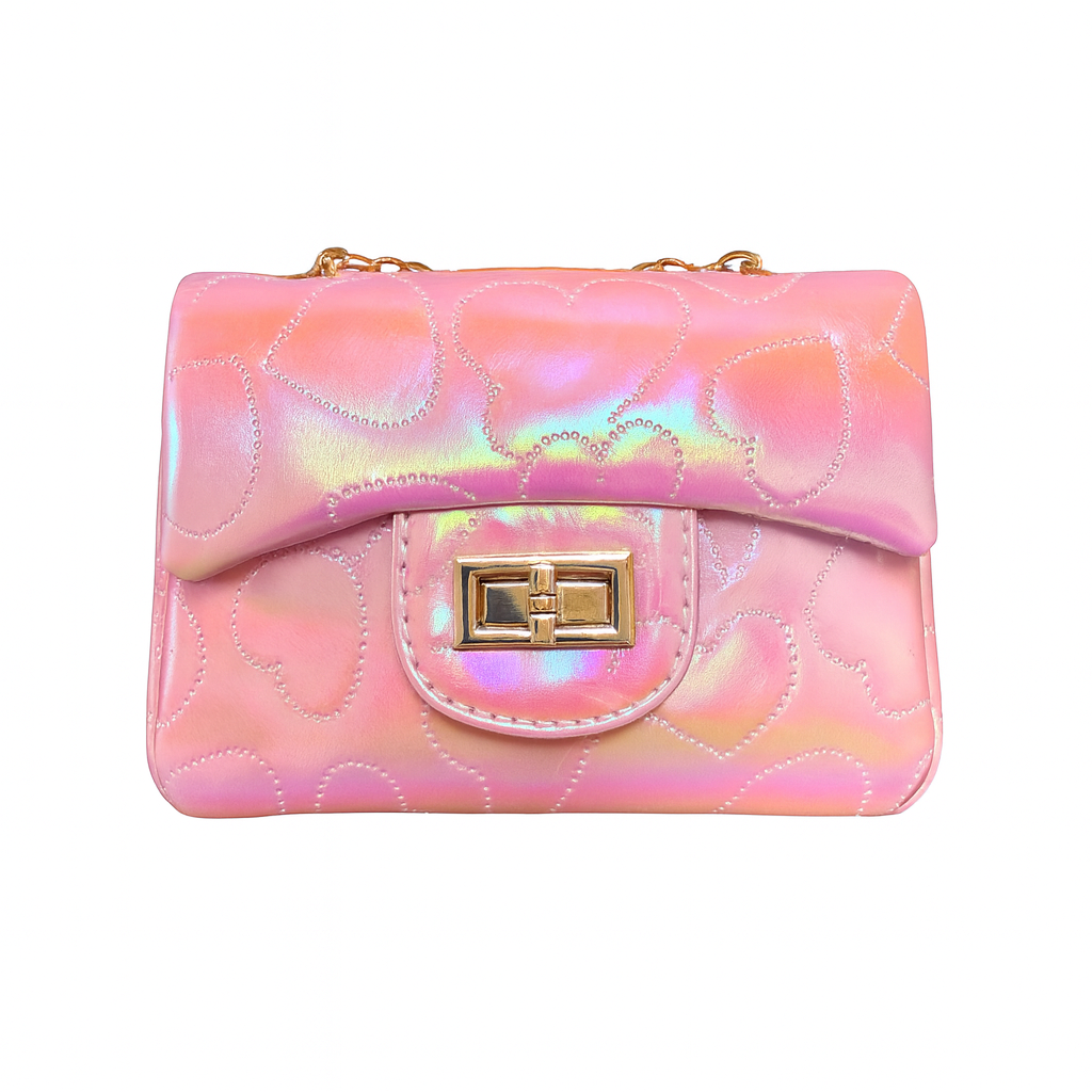 Shiny Dotted Heart Classic Handbag