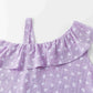 Girls' blouse with ruffle and straps in purple
