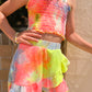 Simply Soft Asymmetrical Ruffle Skort - Neon Sherbet Tie Dye