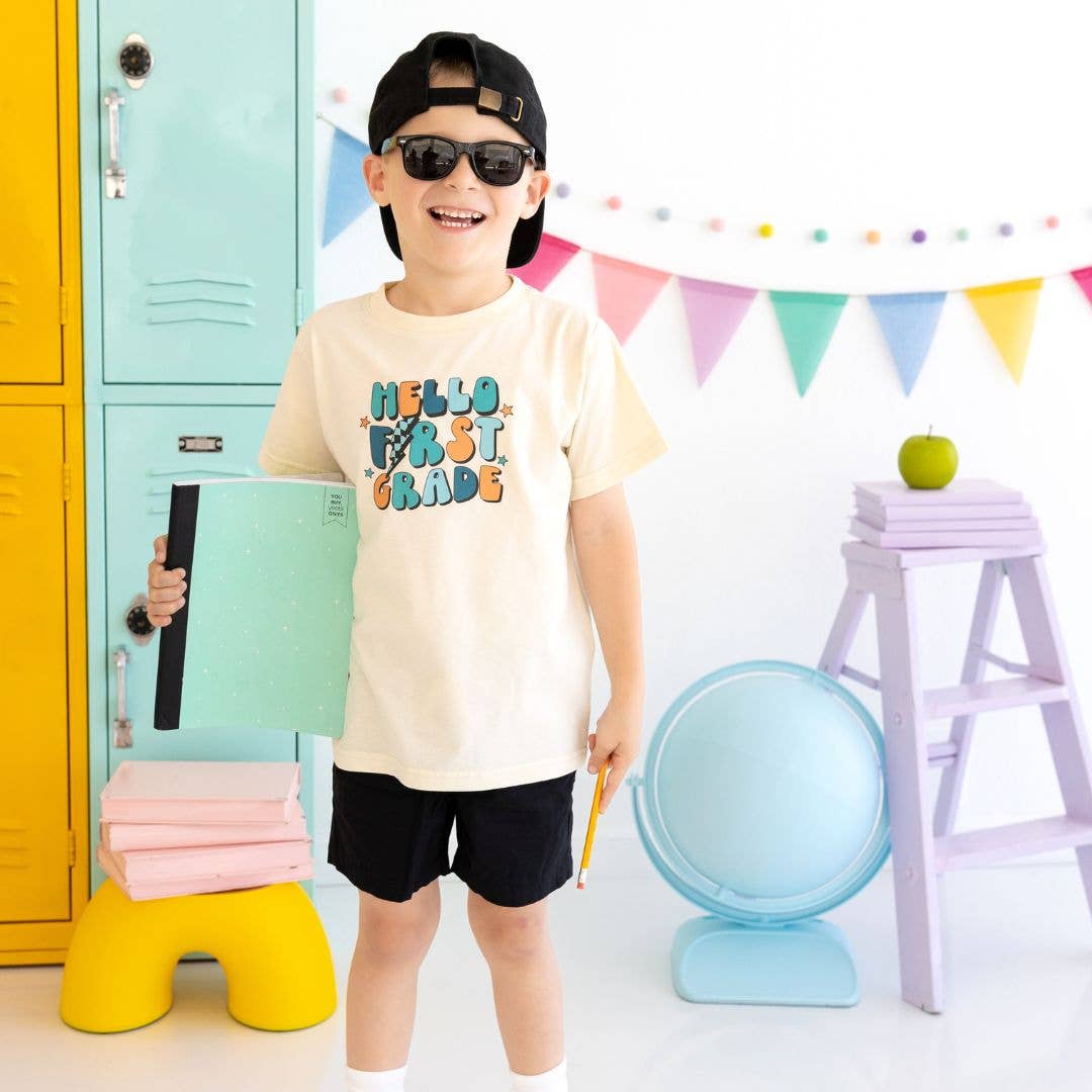 Hello First Grade Short Sleeve T-Shirt - Back to School Kids