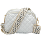 Tate - White Spring Nylon Quilted Purse with Zippers and Cross-Body Strap
