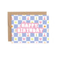 Happy Birthday Checkerboard Icons Greeting Card