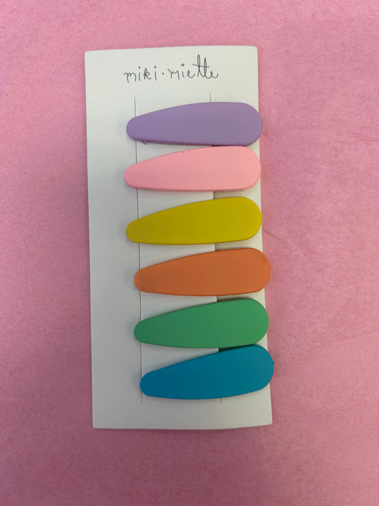 Bar rainbow solid clip 6pc set