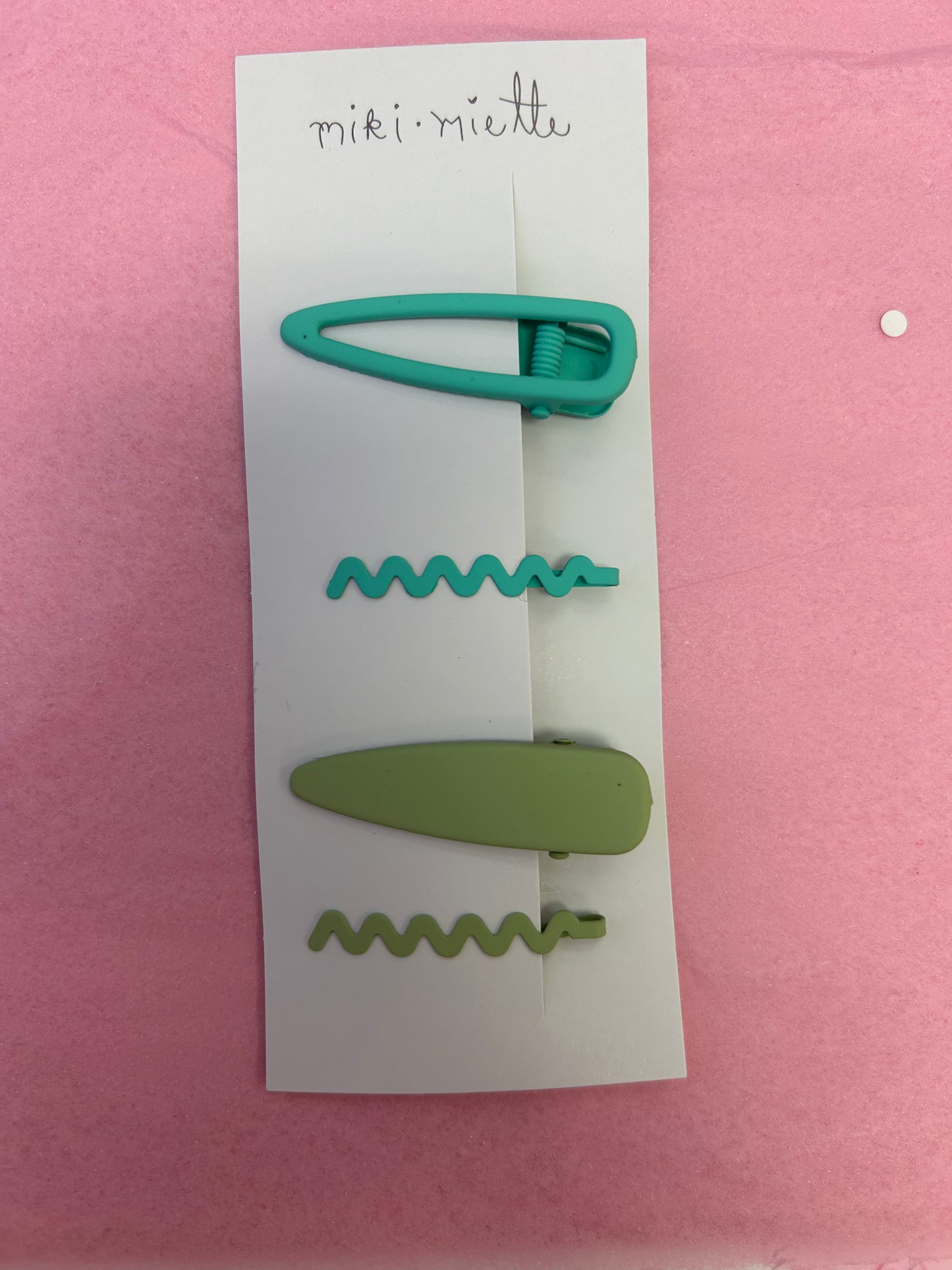 4pc solid hair clip set green