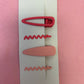 4pc solid hair clip set pink