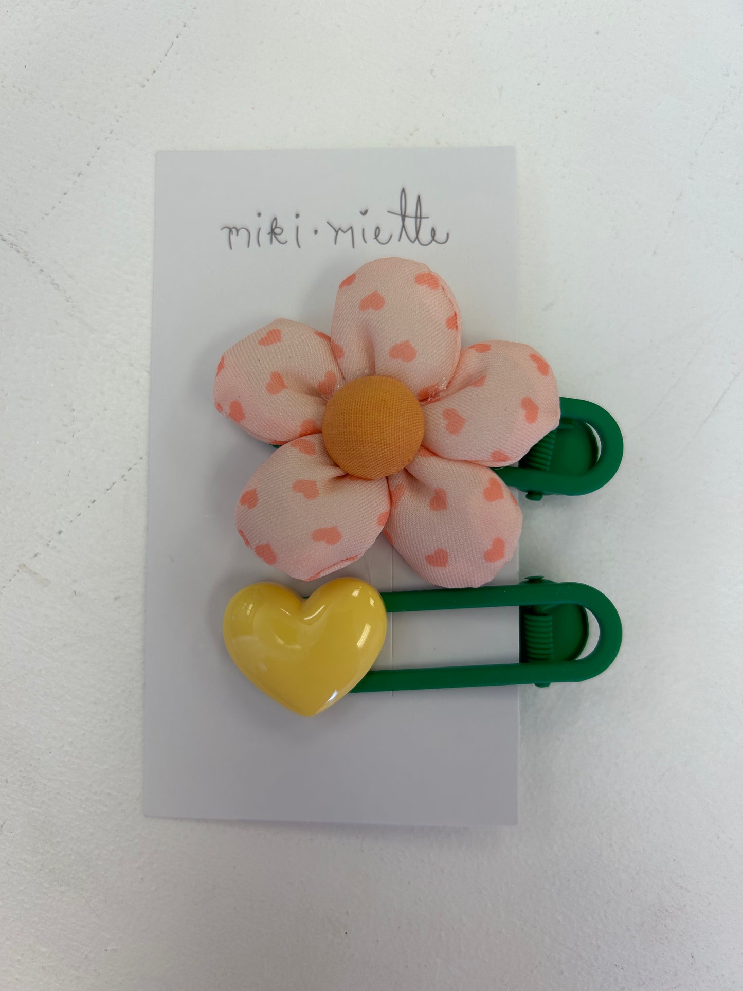 Miki Miette Flower Hair Clip Set Green