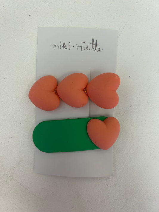 Miki Miette Puffy Heart Hair Clip Peach