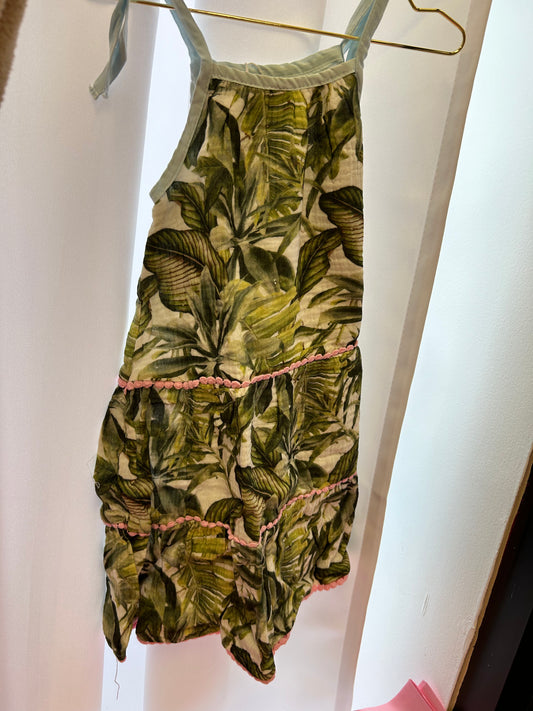 Miki Miette Palm Print Tiered Dress
