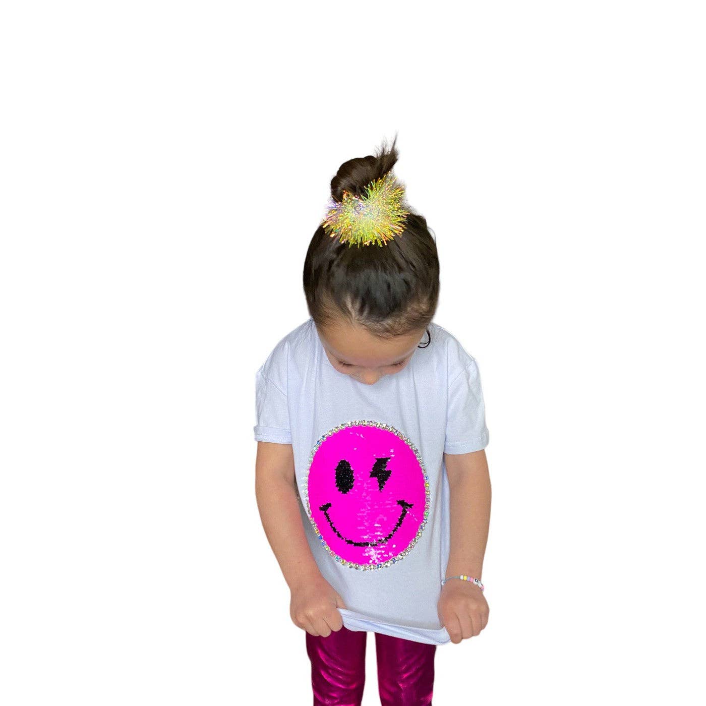 Catch Ya on the Flip Side - Girls Patched Sequins T-Shirt