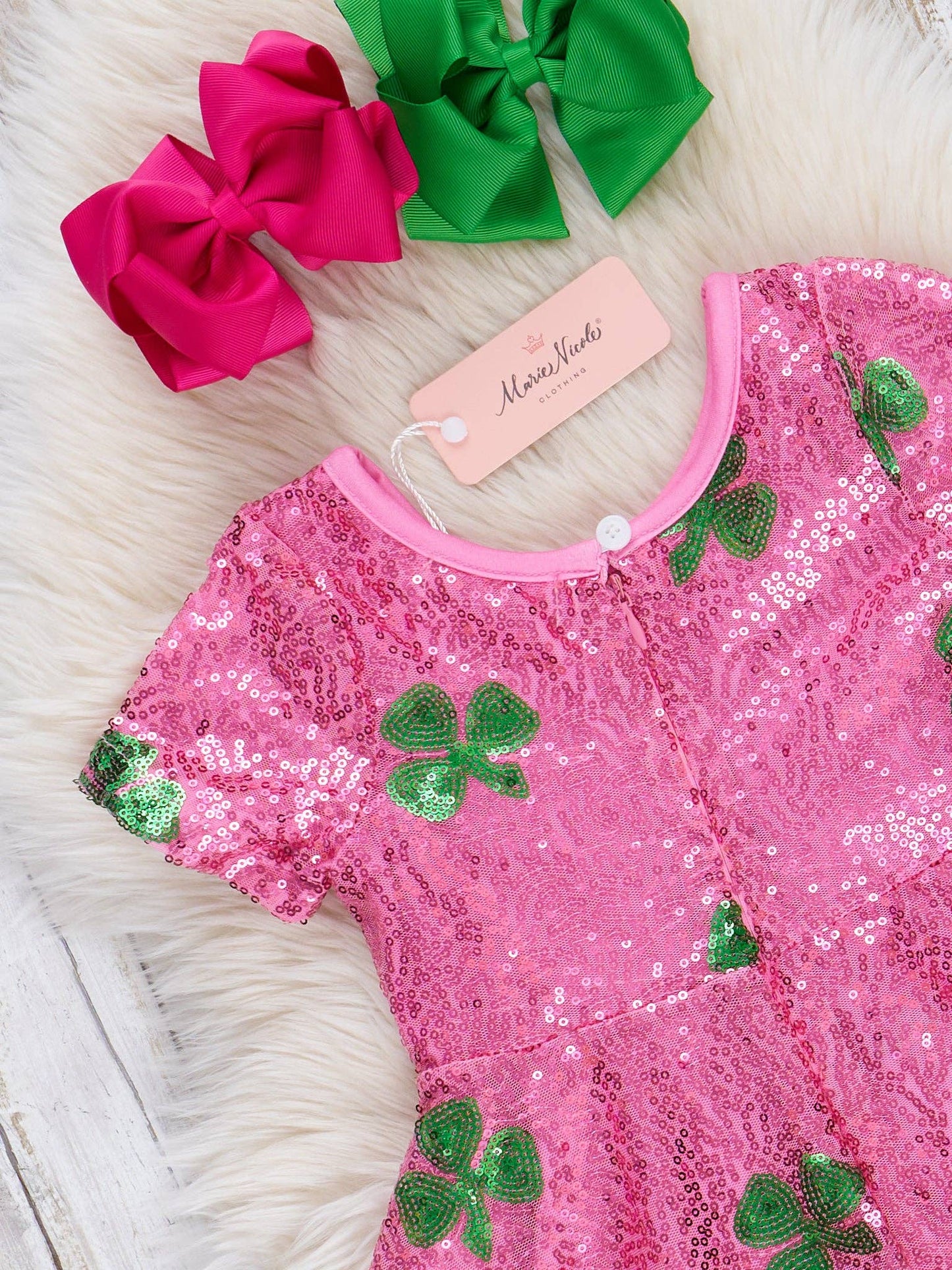 Pink Sequin Shamrock Dress