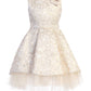 SK806 - pleated luxe jacquard hi-low dress