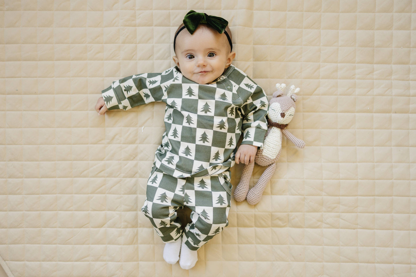 Checkered Christmas Trees Organic Cotton Set Kids Clothes