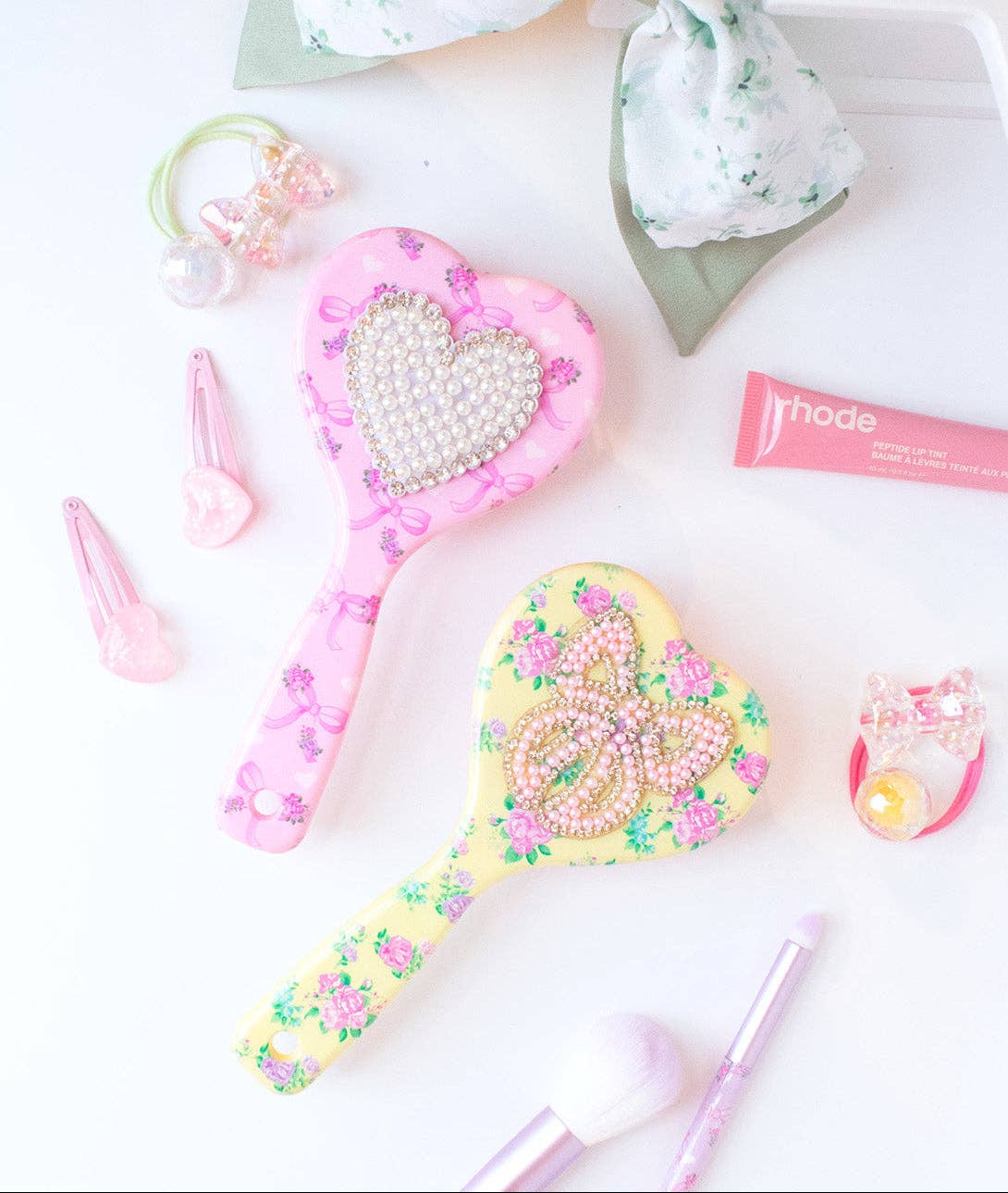 Bow Floral Heart Hairbrush