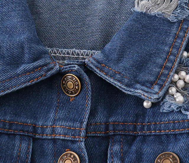 Girl pearl denim jacket