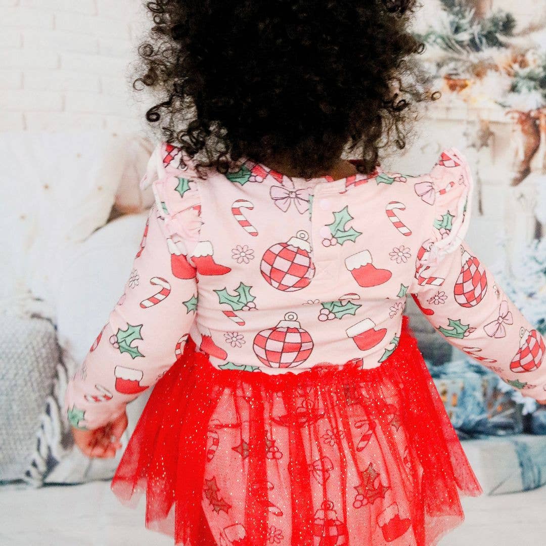Disco Christmas Long Sleeve Tutu Bodysuit Baby Holiday