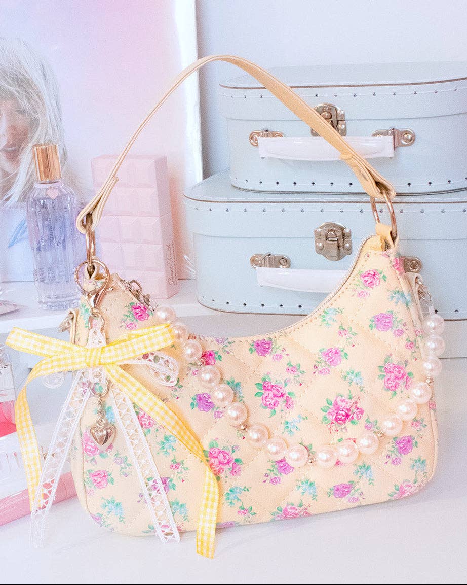 Floral Mini Hobo pearl crossbody