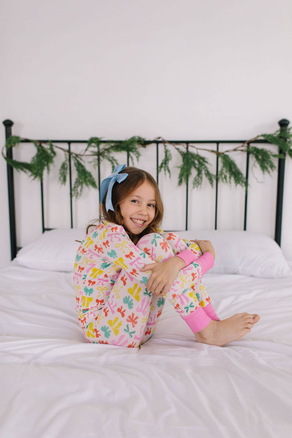 Holiday bow pajamas