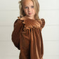 Kids Chocolate Velvet Ruffle Top & Vintage Floral Fall Set