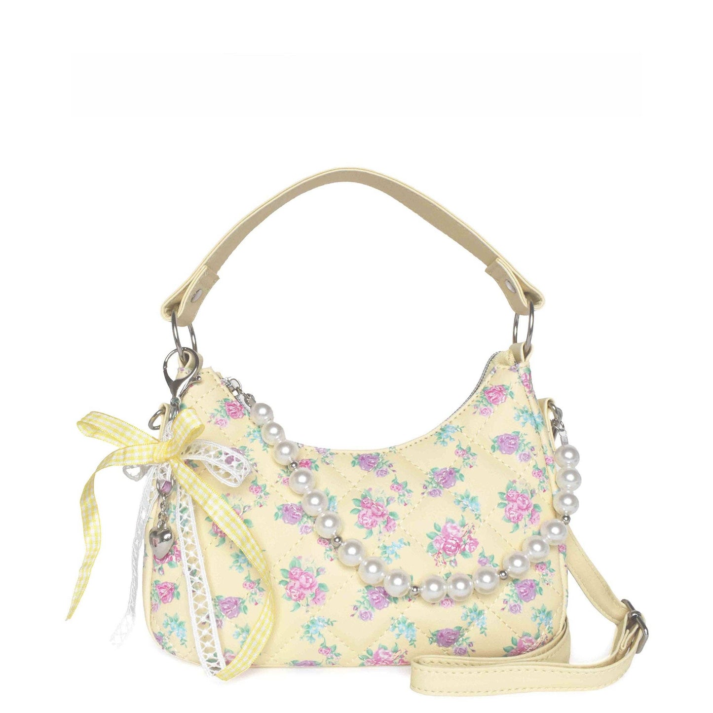 Floral Mini Hobo pearl crossbody