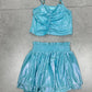 Blue metalic skort set
