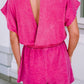 LDC Mineral Wash Drawstring Hollow Out Back Romper