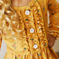 Kids Long Sleeve Mustard Botanical Ruffle Button Fall Dress