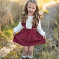 Kids Cream & Wine Ruffled Suspender Pinafore Skirt Set